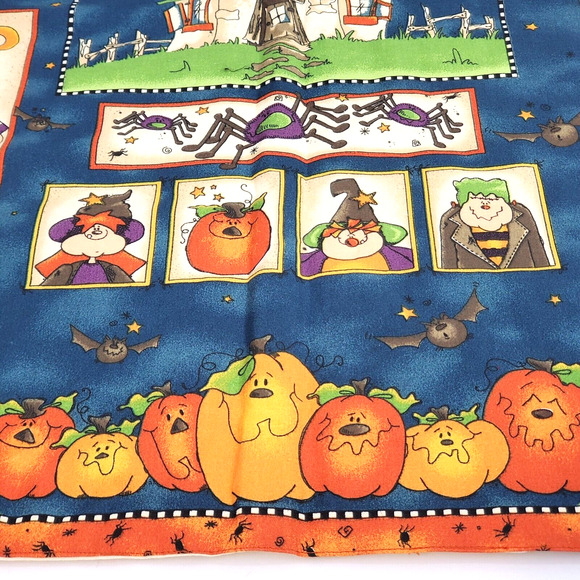 Halloween Wall Fabric Flag Hanger Adult's 19X14 Pumpkins Ghost Haunted House VTG - Picture 2 of 8